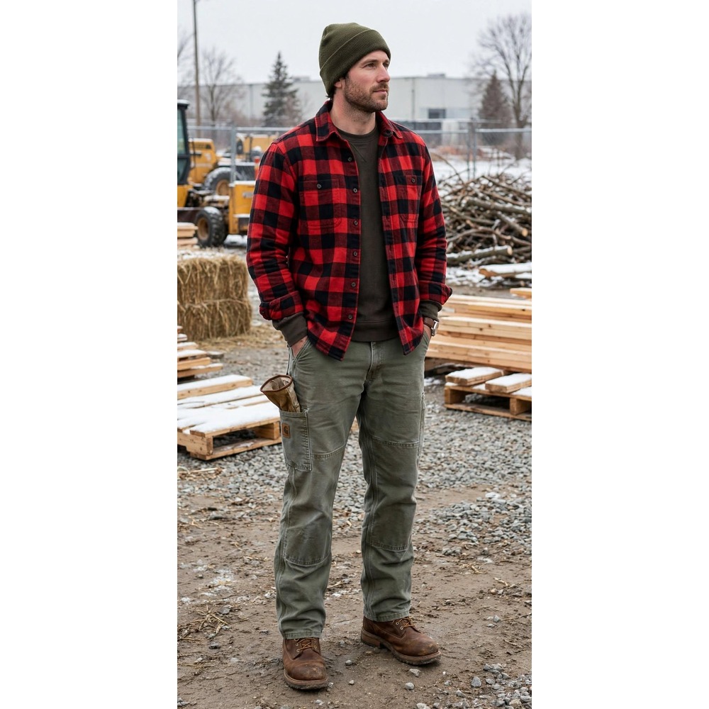 Carhartt Mens 36x34 Flannel Lined Work Cargo Pants Olive Green MOS Loose